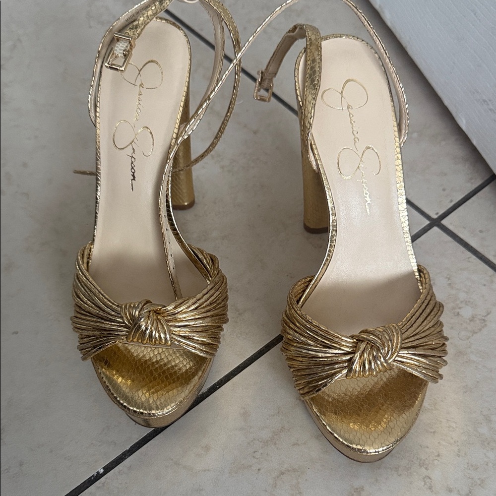 Jessica Simpson Metallic Gold Heels